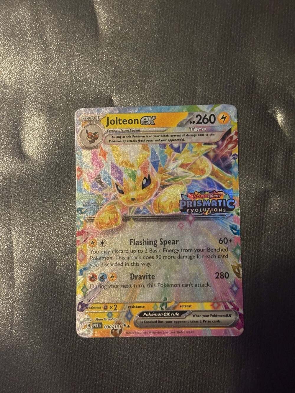 2025 Pokemon Scarlet & Violet Prismatic Evolutions Jolteon ex 030/131 Stamped